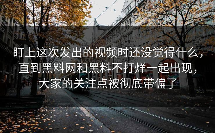 盯上这次发出的视频时还没觉得什么，直到黑料网和黑料不打烊一起出现，大家的关注点被彻底带偏了