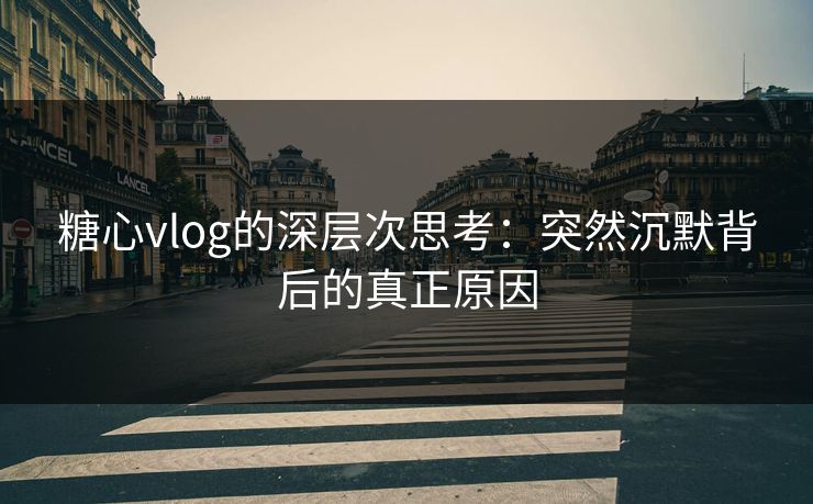 糖心vlog的深层次思考：突然沉默背后的真正原因