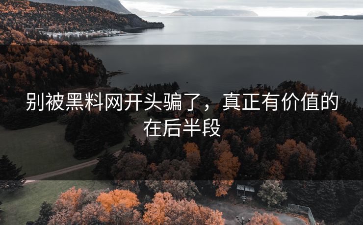 别被黑料网开头骗了，真正有价值的在后半段
