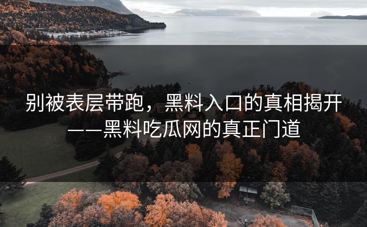 别被表层带跑，黑料入口的真相揭开——黑料吃瓜网的真正门道