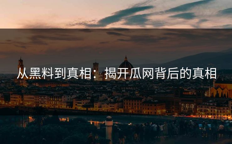 从黑料到真相：揭开瓜网背后的真相