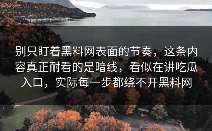 别只盯着黑料网表面的节奏，这条内容真正耐看的是暗线，看似在讲吃瓜入口，实际每一步都绕不开黑料网