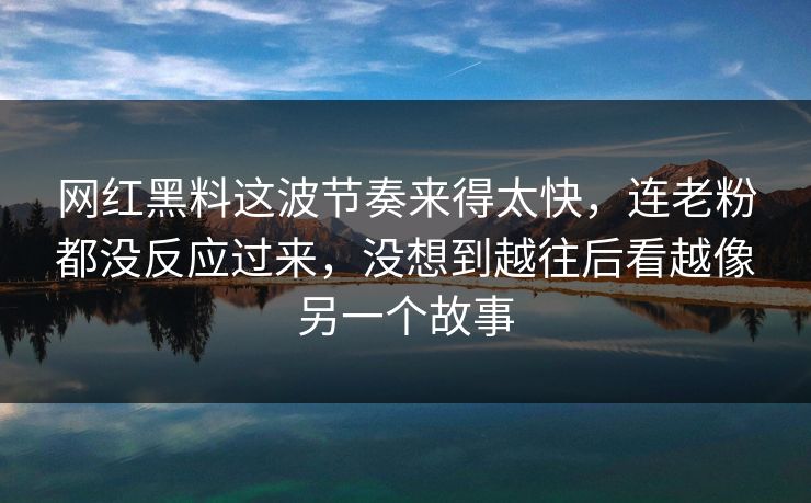网红黑料这波节奏来得太快，连老粉都没反应过来，没想到越往后看越像另一个故事